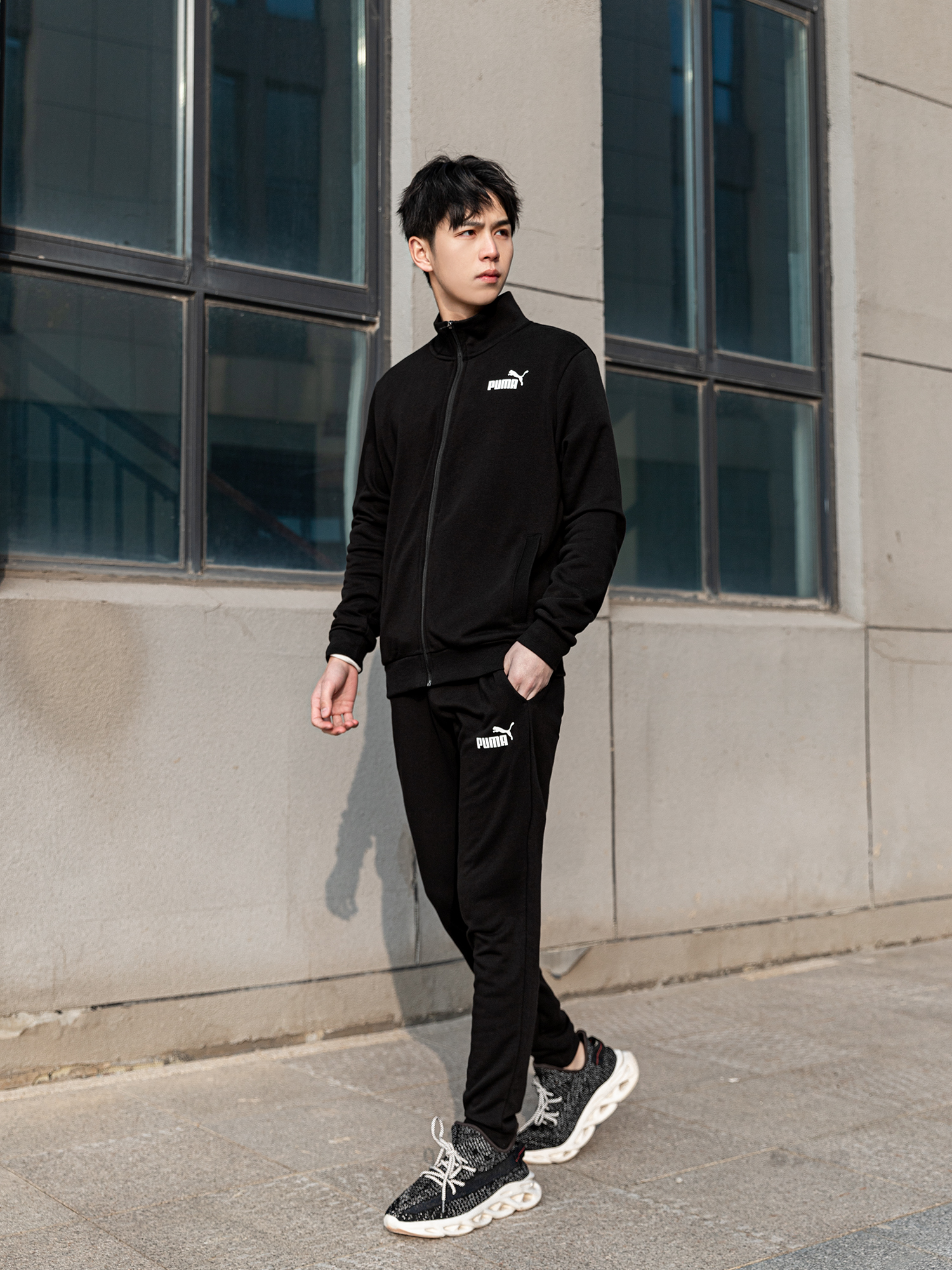 彪马CLEAN FRENCH TERRY SWEAT SUIT男针织长裤长袖-毛圈534517-01